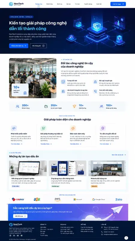 Mẫu giao diện website Website giải pháp công nghệ (NextTech) tại Đà Lạt