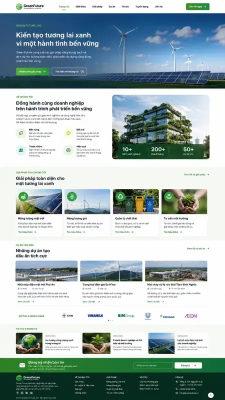 Mẫu giao diện website Website năng lượng xanh (GreenFuture) tại Đà Lạt