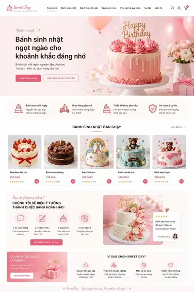 Mẫu Website Tiệm Bánh Sinh Nhật (Sweet Day)
