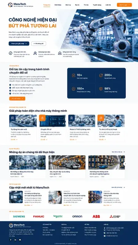 Mẫu giao diện website Website cơ khí & tự động hóa (ManuTech) tại Đà Lạt