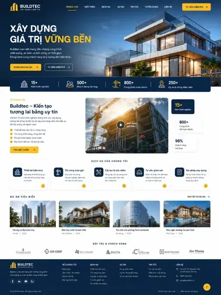 Mẫu giao diện website Website xây dựng & kỹ thuật (Buildtec) tại Đà Lạt